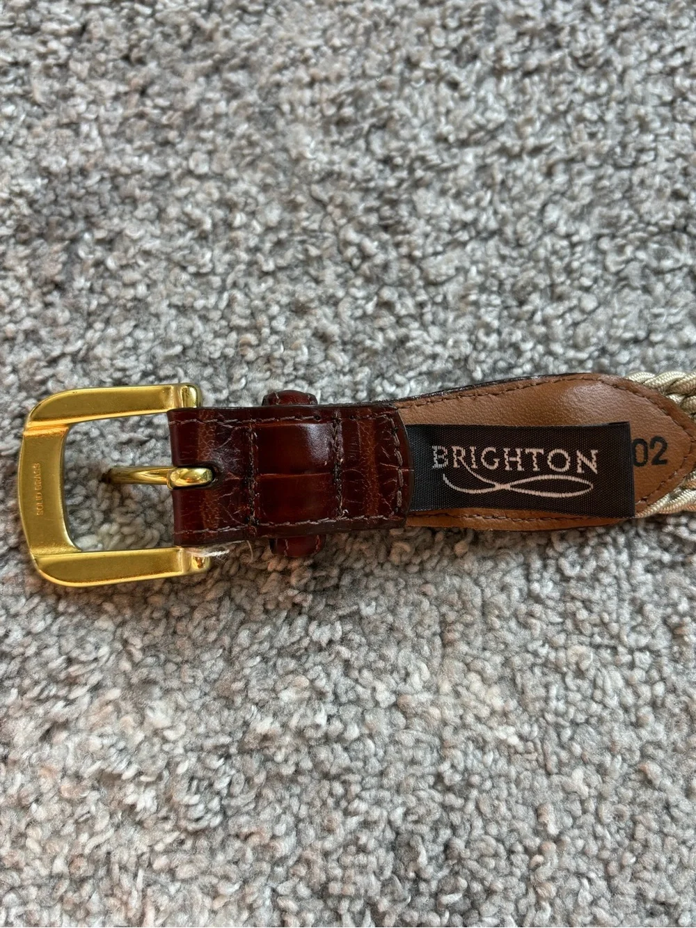 Brighton Elastic Cord Belt with Croco Leather Accent Brass Buckle Mens 38
